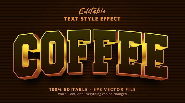 Editable text effect, coffee text on headline logo style effect