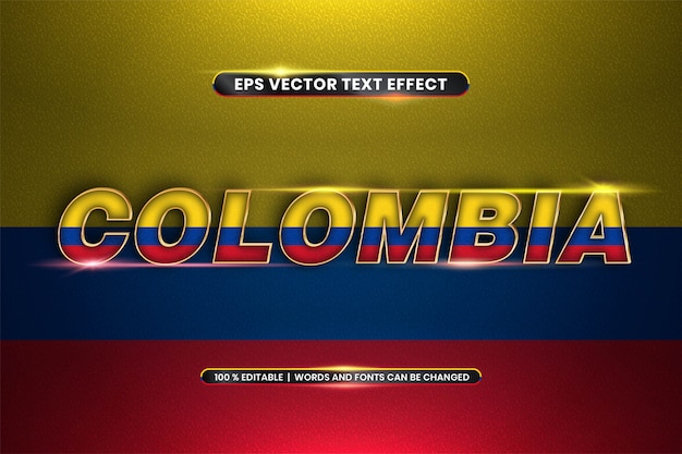 Editable text effect - Colombia with its national country flag