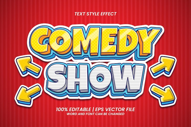 Vector editable text effect comedy show 3d cartoon style