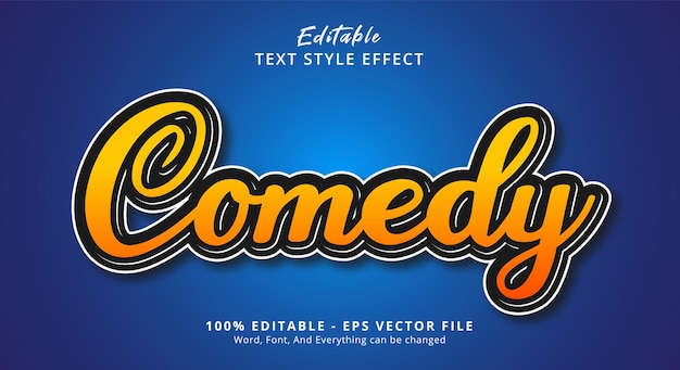 Editable text effect, comedy text on blue background style template