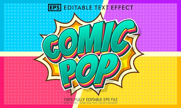 Editable text effect in comic pop art style