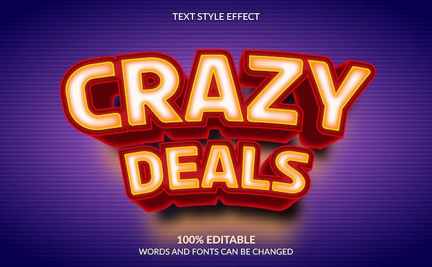 Vector editable text effect, crazy deals text style