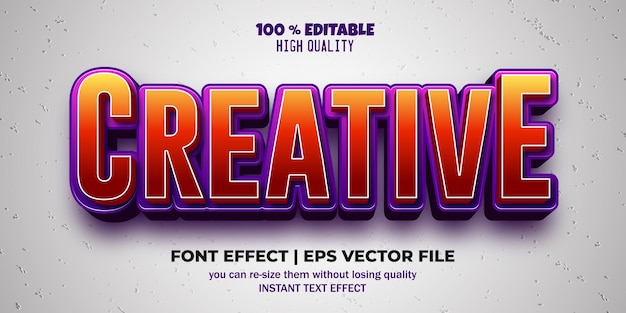 Editable text effect creative text style