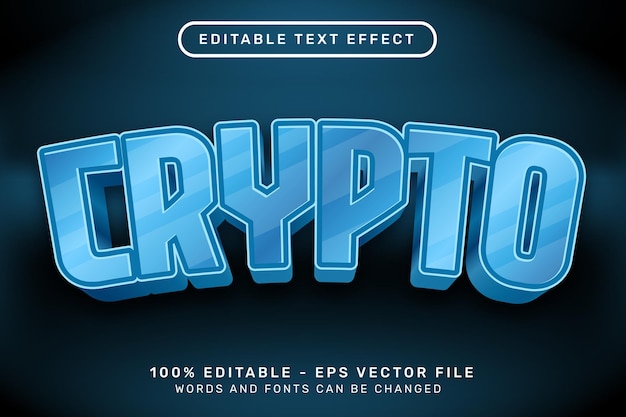 Editable text effect  crypto blue color 3d style concept