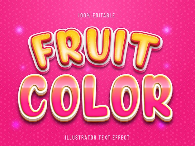 Editable text effect - cute fruit title style