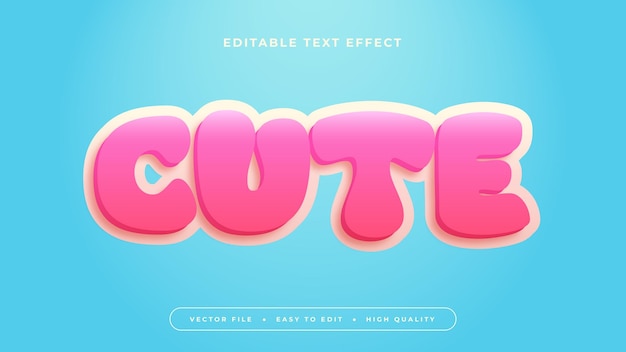 Vector editable text effect cute pink text