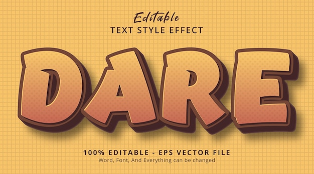 editable text effect, dare text on headline comic style effect