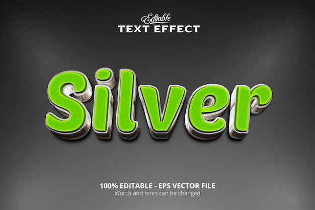 Editable text effect Dark background Silver text Metalic style