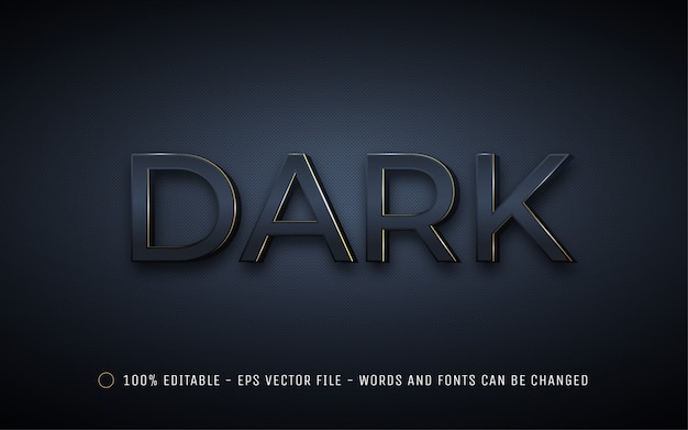 Editable text effect, dark style illustrations