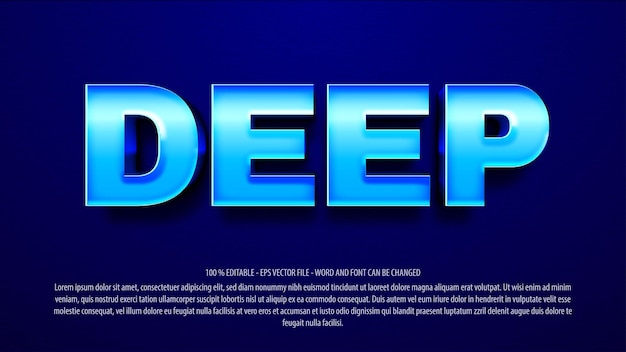 Vector editable text effect deep sea