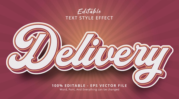 Editable text effect, Delivery text with vintage color effect