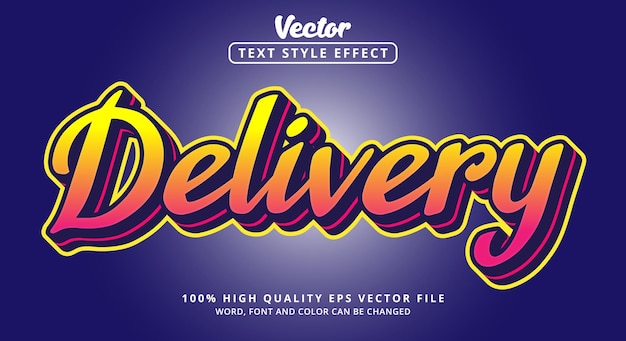 Editable text effect Delivery text with vintage color style and layered style