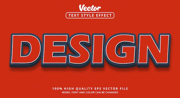 Editable text effect design text with modern style with color white blue and red