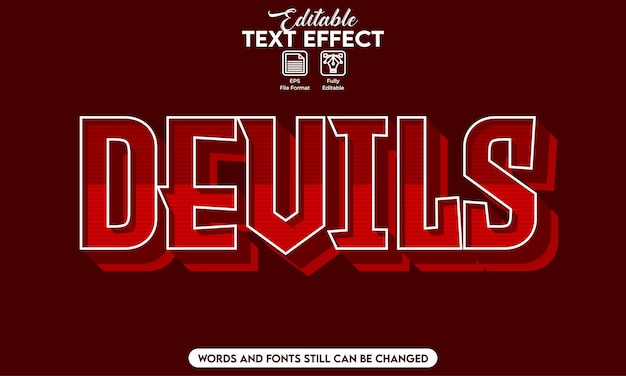 Editable text effect devils style