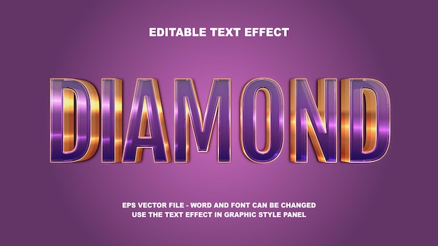 Vector editable text effect diamond 3d vector template