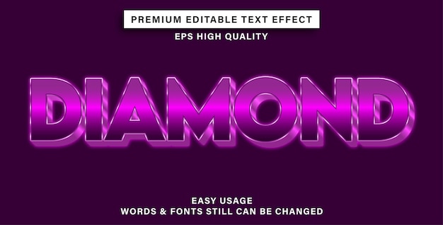 Vector editable text effect diamond