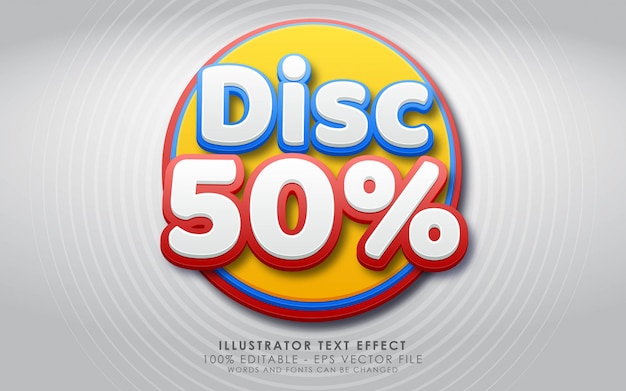 Vector editable text effect, disc style