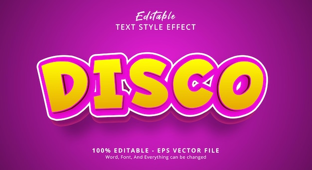 Editable text effect Disco text on fancy color style