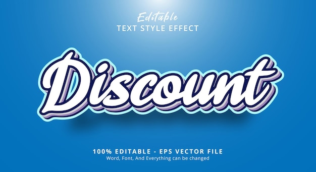 Editable text effect discount text on popular blue color combination