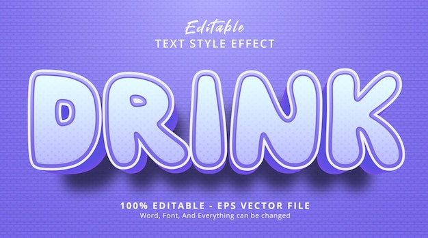 Editable text effect, drink text on purple headline fancy style