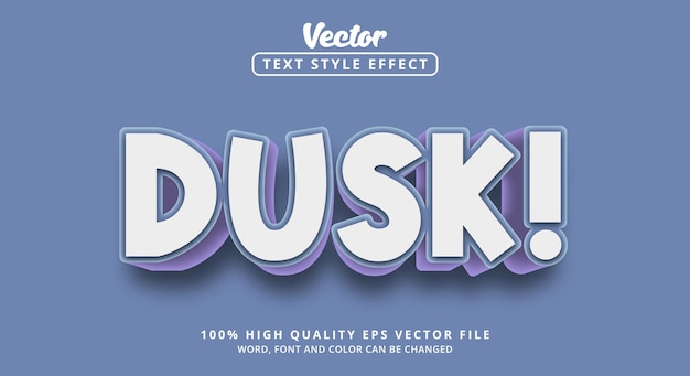 Editable text effect, Dusk text on blue color style