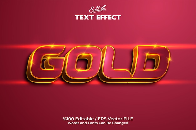 Editable text effect Editable Gold text Red background