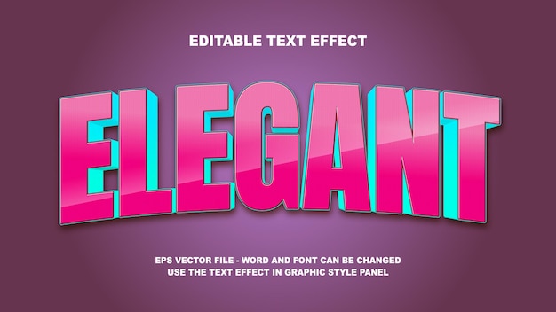 Editable text effect elegant 3d vector template