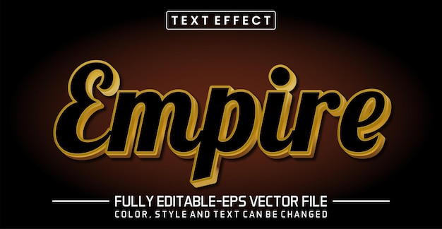 Editable text effect empire black and gold color gradient text style theme