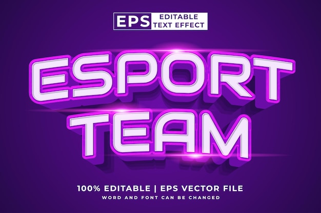 Effetto testo modificabile esport team 3d cartoon template style vettore premium