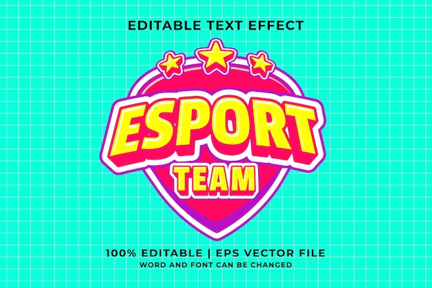 Effetto di testo modificabile - esport team cartoon template style premium vector