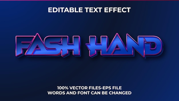 編集可能なテキスト効果 Fash Hand テキスト、3 d クリエイティブで最小限のフォント スタイル