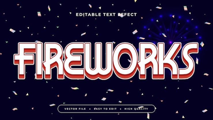 Vector editable text effect fireworks white text