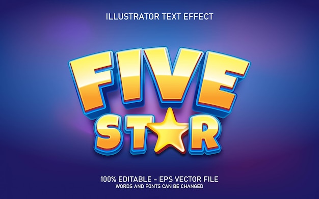 Редактируемый текстовый эффект, иллюстрации в стиле пяти звезд