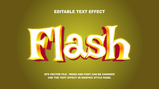 Редактируемый текстовый эффект Flash 3D векторный шаблон