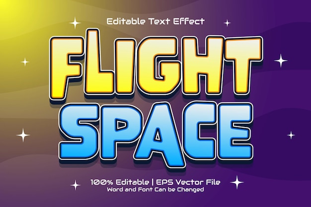 Редактируемый текстовый эффект Flight Space Flat Cartoon Game style