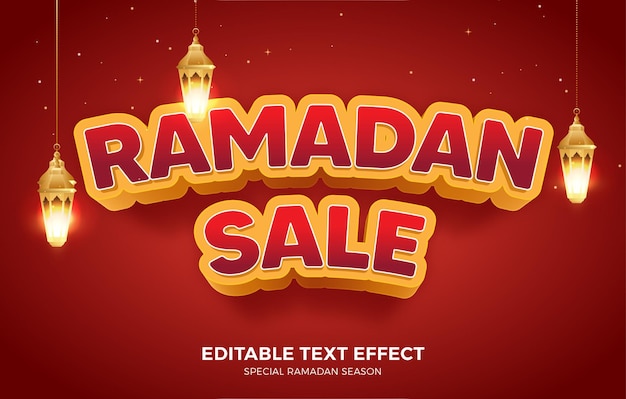 Редактируемый текстовый эффект для специальной распродажи рамадана премиум вектор