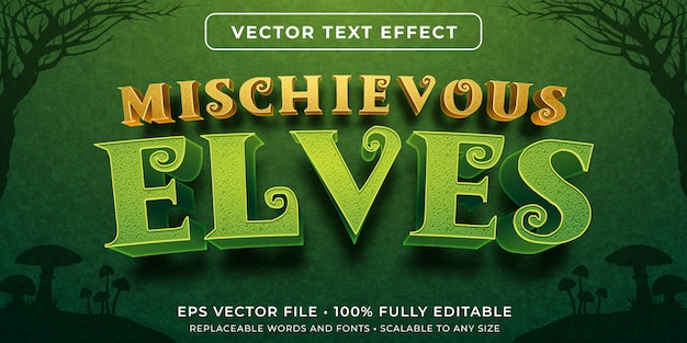 Vector editable text effect - forest elves style