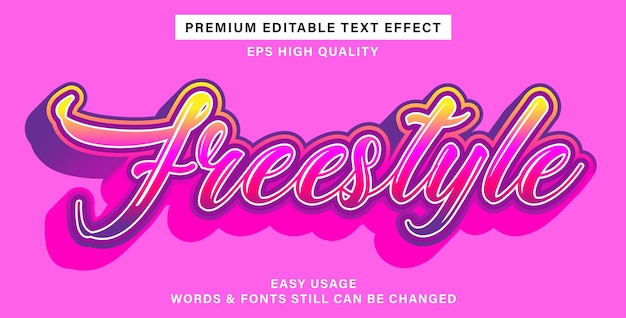 Editable text effect freestyle