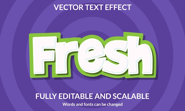 Редактируемый текстовый эффект Свежий векторный шаблон в 3d стиле