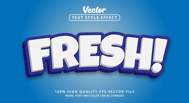 Editable text effect, Fresh text on layered white and blue color style