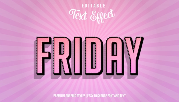 Vector editable text effect, friday strong bold font style