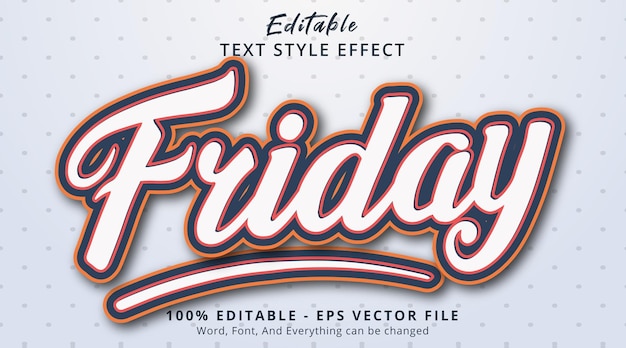 Vector editable text effect, friday text with simple color combination effect