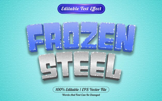 Editable text effect frozen steel template style