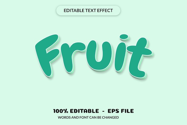 Редактируемый текстовый эффект фруктовые слова и шрифт можно изменить