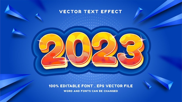 編集可能なテキスト効果のフルカラー 2023 年と新年のフォント スタイル