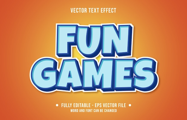 Vector editable text effect fun games modern style