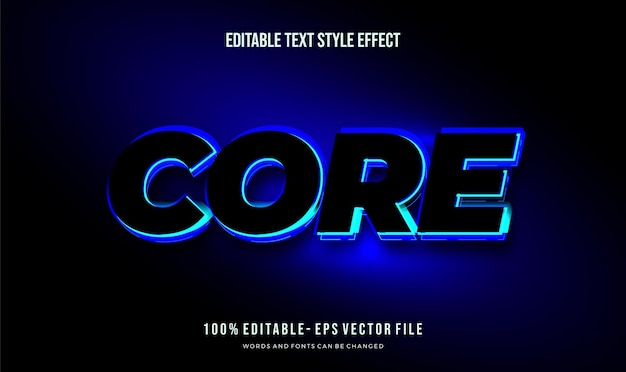 Vector editable text effect futuristic blue shiny color text style effect editable fonts vector files