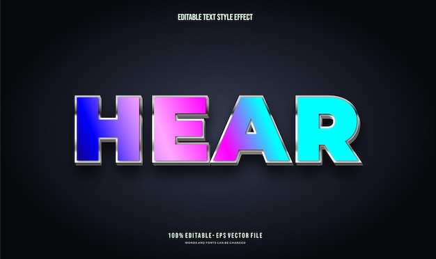 Editable text effect futuristic shiny color Text style effect
