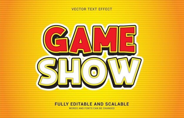 Vector editable text effect game show style