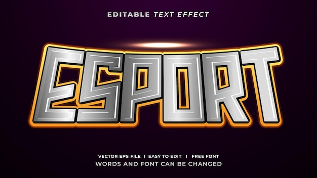 Vector editable text effect gamer esports style